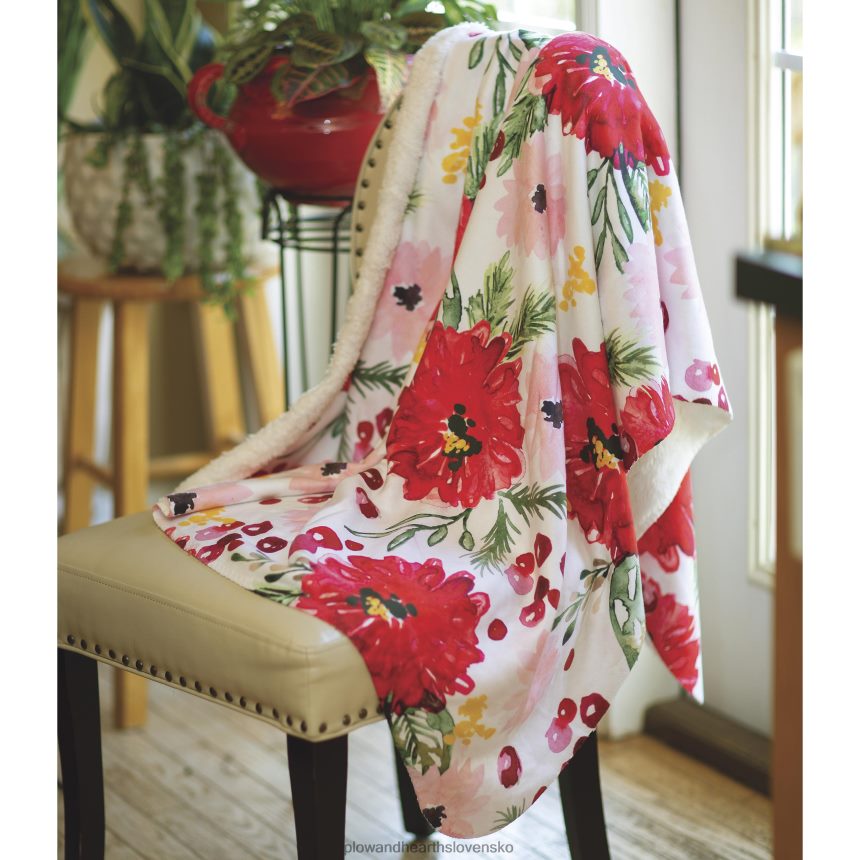 Plow & Hearth prázdninové kvety šerpa fleece hod 6P208P2304 sezónne a darčeky