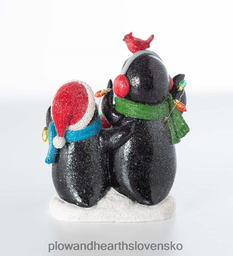 Plow & Hearth rozsvietené tučniačie trio s vianočnými svetielkami 6P208P2211 sezónne a darčeky