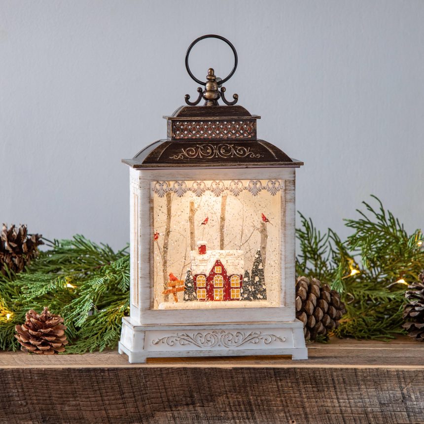 Plow & Hearth rozsvietená vianočná lampa z vodnej gule s hudbou 6P208P2184 sezónne a darčeky