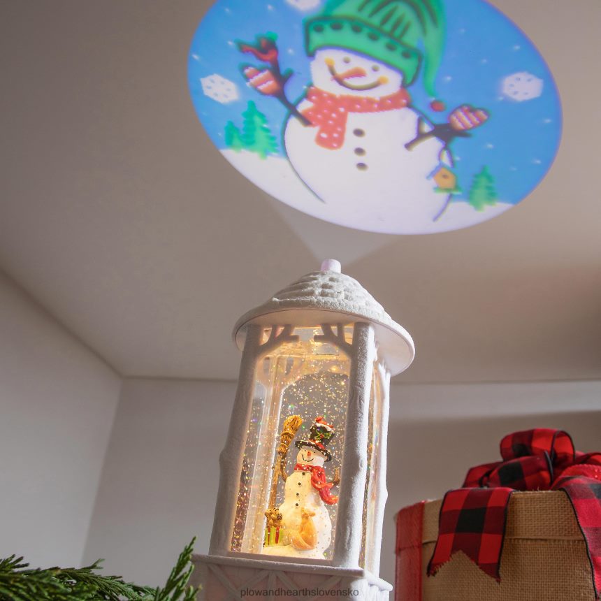 Plow & Hearth svietiaci lampáš vodnej gule snehuliaka s projektorom 6P208P2247 sezónne a darčeky