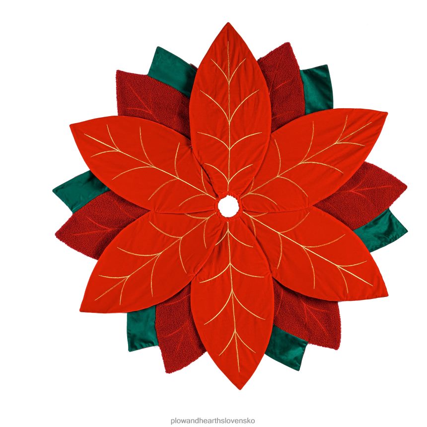 Plow & Hearth vyšívaná vianočná sukňa poinsettia 6P208P2252 sezónne a darčeky