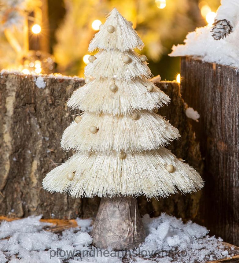 Plow & Hearth zasnežený stolový strom s bielymi bobuľami 6P208P2224 sezónne a darčeky