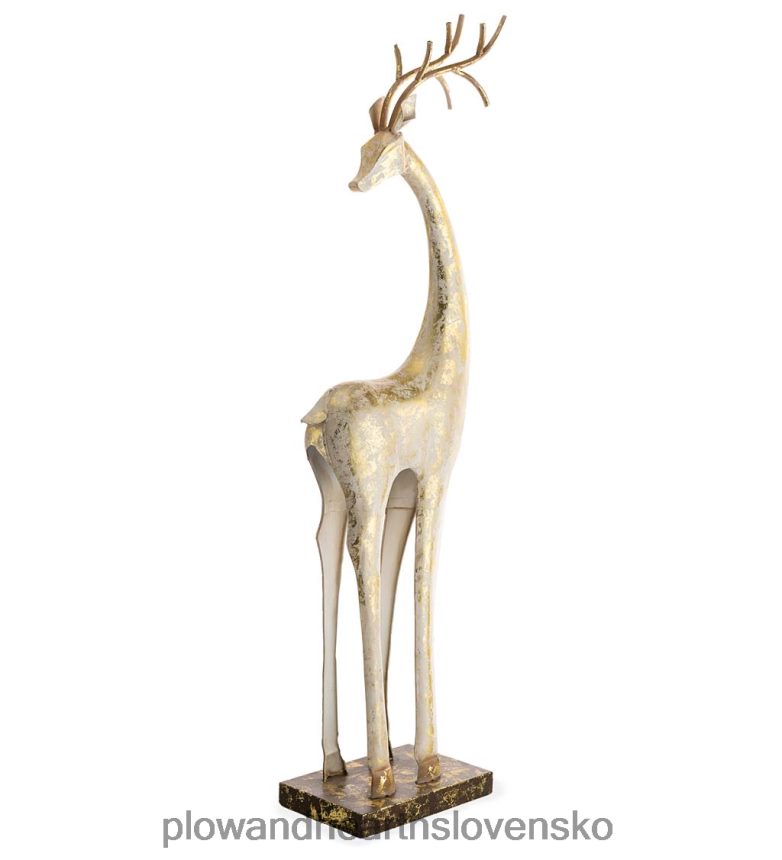 Plow & Hearth zlaté a biele železné sochy jeleňov 6P208P2217 sezónne a darčeky
