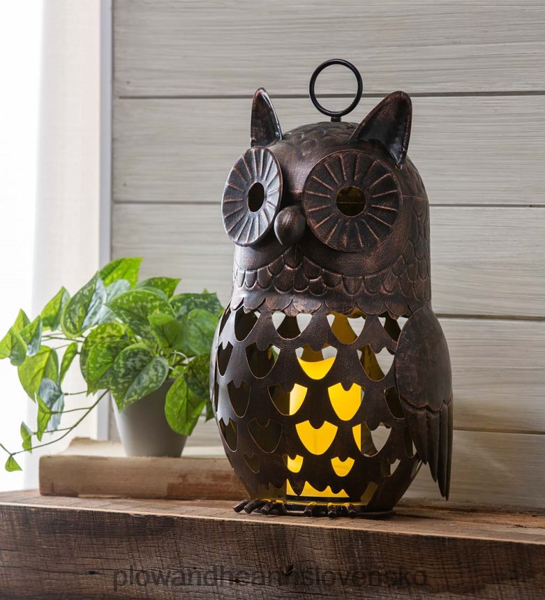 Plow & Hearth vyrobená kovová ledová sova lampa 6P208P3121 sezónne a darčeky