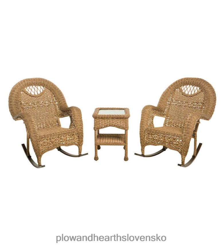 Plow & Hearth Prospect hill prútená súprava dvoch hojdacích kresiel a koncového stola - naplavené drevo 6P208P2161 sezónne a darčeky