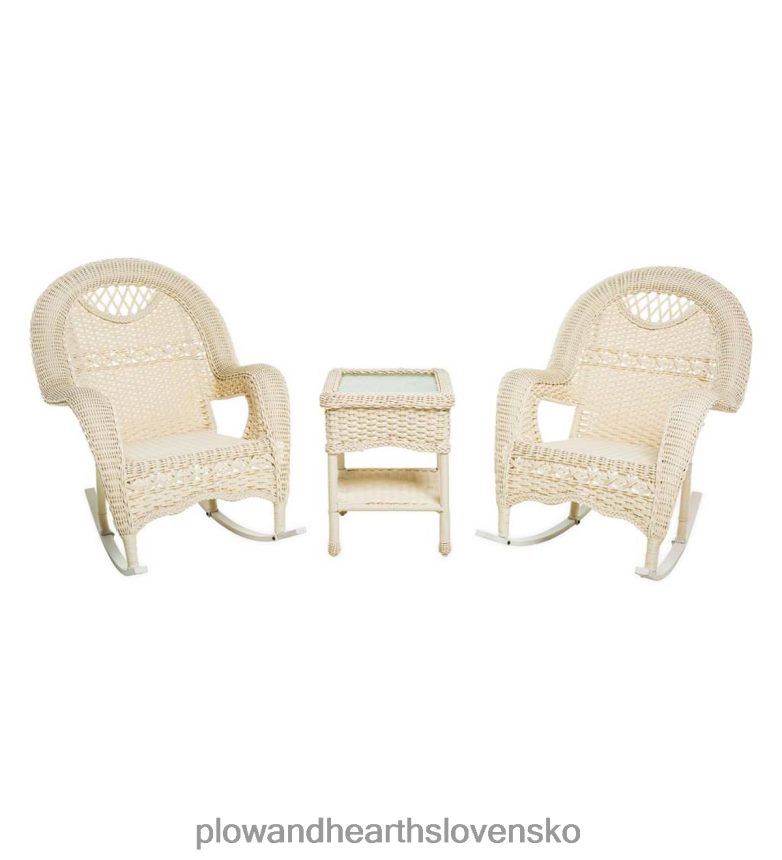 Plow & Hearth Prospect hill prútená súprava dvoch hojdacích kresiel a koncového stola - naplavené drevo 6P208P2161 sezónne a darčeky