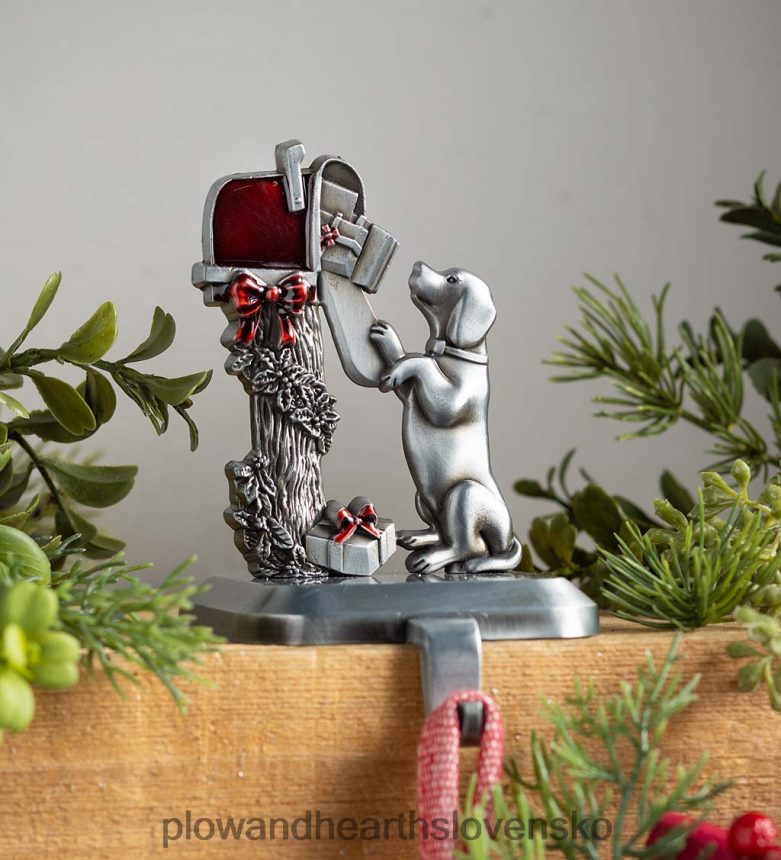 Plow & Hearth pes pri poštovej schránke vianočný vešiak na pančuchy 6P208P2137 sezónne a darčeky