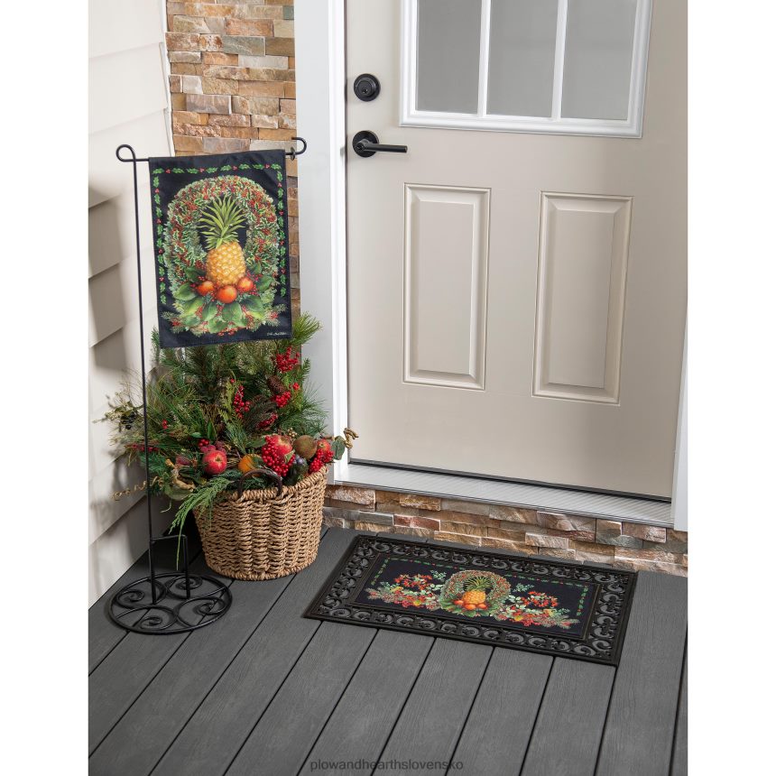 Plow & Hearth vianočné ananás pytlovina záhradná vlajka 6P208P524 sezónne a darčeky
