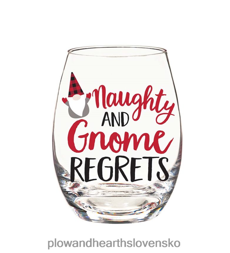 Plow & Hearth neposlušný a škriatok ľutuje 17 oz. darčeková súprava pohára so zátkou na víno 6P208P2991 sezónne a darčeky