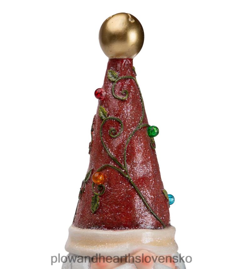 Plow & Hearth osvetlená socha záhradného trpaslíka s klobúkom na vianočný stromček 6P208P2994 sezónne a darčeky